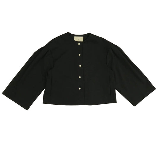 UNITED ARROWS ユナイテッドアローズ SPONGY ノーカラー パール ジャケット 3P セットアップ パンツ スラックス ブラック系 38【中古】