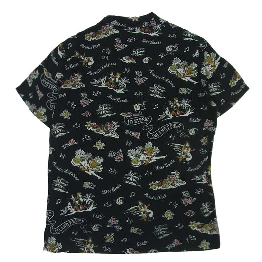 HYSTERIC GLAMOUR ヒステリックグラマー 17SS 02171AH08 レーヨン 総柄 アロハシャツ 開襟 半袖 シャツ ブラック系 S【中古】