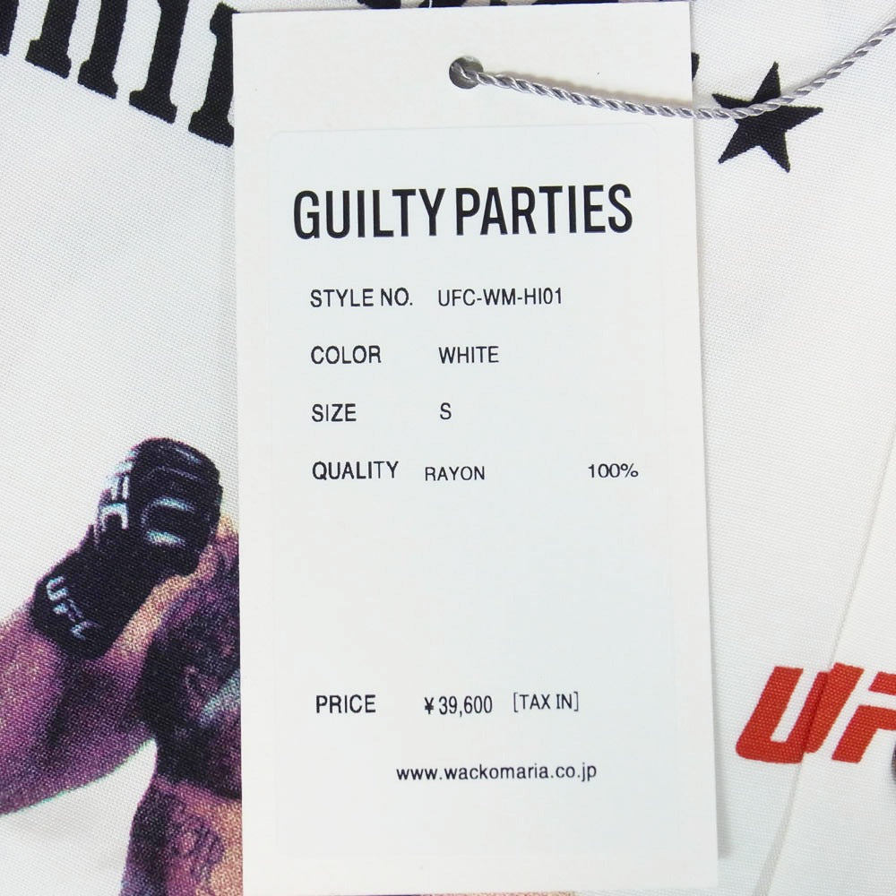 WACKO MARIA ワコマリア 26SS UFC-WM-HI01 x UFC ユーエフシー S/S HAWAIIAN SHIRT TYPE-1 ハワイアン アロハ 開襟 オープンカラー 半袖 シャツ ホワイト系 S【新古品】【未使用】【中古】