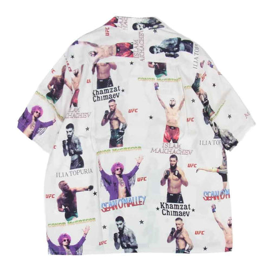 WACKO MARIA ワコマリア 26SS UFC-WM-HI01 x UFC ユーエフシー S/S HAWAIIAN SHIRT TYPE-1 ハワイアン アロハ 開襟 オープンカラー 半袖 シャツ ホワイト系 M【新古品】【未使用】【中古】