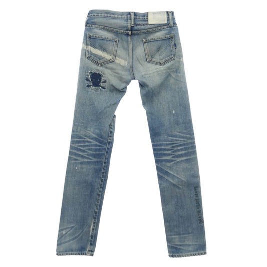 NEIGHBORHOOD ネイバーフッド 07EX 003-F-28S Scab Savage LEVEL4 NARROW STRAIGHT サベージ ナローストレート セルビッジ ダメージ加工 デニムパンツ ブルー系 M【中古】