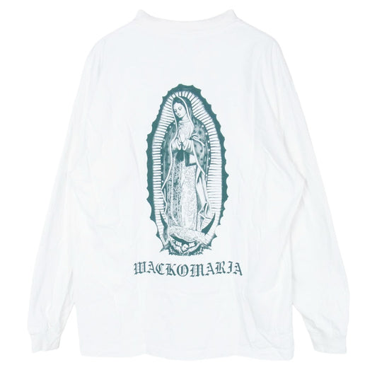WACKO MARIA ワコマリア 26SS WASHED HEAVY WEIGHT CREW NECK LONG SLEEVE T-SHIRT TYPE-2 マリア バックプリント 長袖 Tシャツ ホワイト系 S【中古】