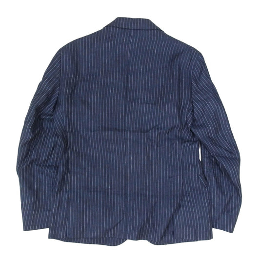 POLO RALPH LAUREN ポロ・ラルフローレン リネン ピンストライプ アンコン ジャケット ネイビー系 38【中古】