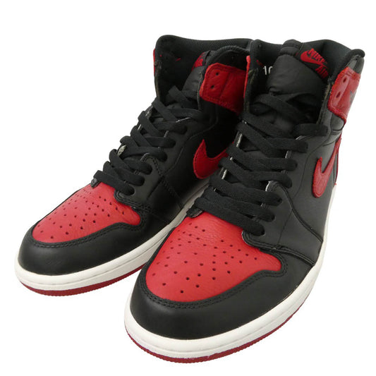 NIKE ナイキ 555088-001 Air Jordan 1 Retro High OG Bred Banned AJ1 エアジョーダン1 レトロ ハイ ハイカット スニーカー ブラック系 レッド系 28cm【中古】