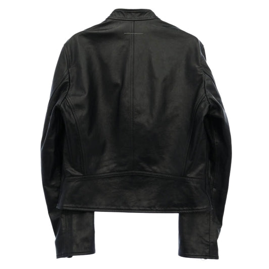 MAISON MARGIELA メゾンマルジェラ 20SS S52AM0146 MM6 エムエムシックス 八の字 ライダース シングル レザー ジャケット ダークネイビー系 42【中古】