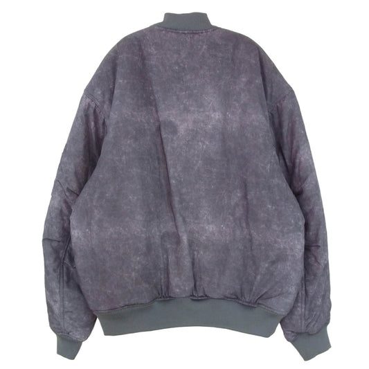 STUSSY ステューシー USED加工 ジップアップ MA-1 エムエーワン フライト ジャケット グレー系 L【極上美品】【中古】