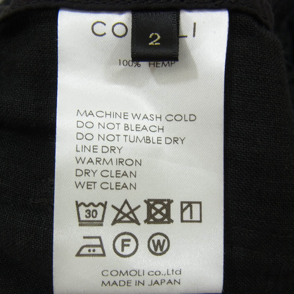 COMOLI コモリ 24SS Z01-03009 CANAPA DRAWSTRING PANTS カナパ ドローストリングパンツ ブラック系 2【中古】