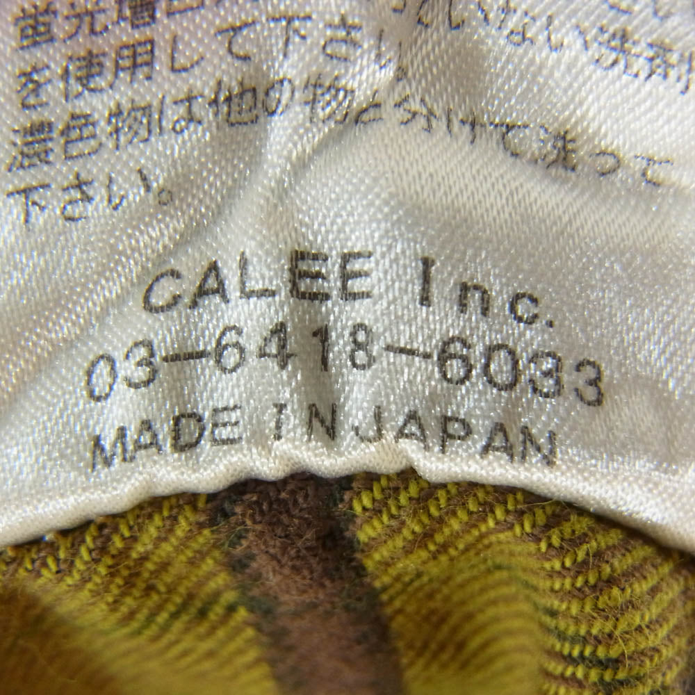 CALEE キャリー 胸刺繍 ロゴ チェック オープンカラー ロングスリーブ 長袖 シャツ グリーン系 M【中古】