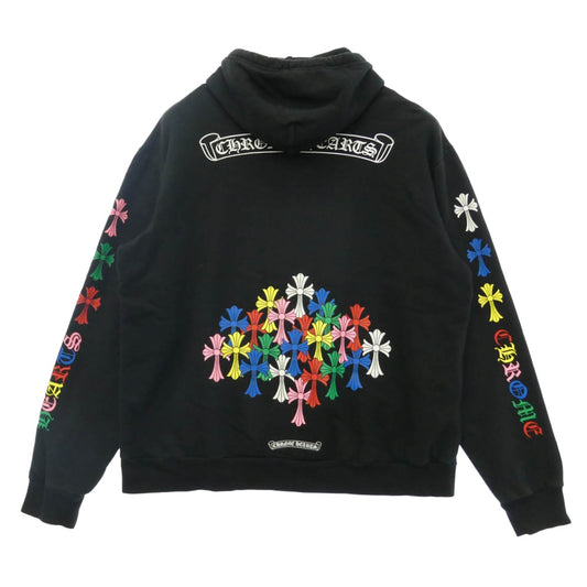 CHROME HEARTS クロムハーツ(原本無) MLTCOL CEM CRS HD PLVR マルチカラー セメタリークロス プルオーバー スウェット パーカー ブラック系 L【中古】