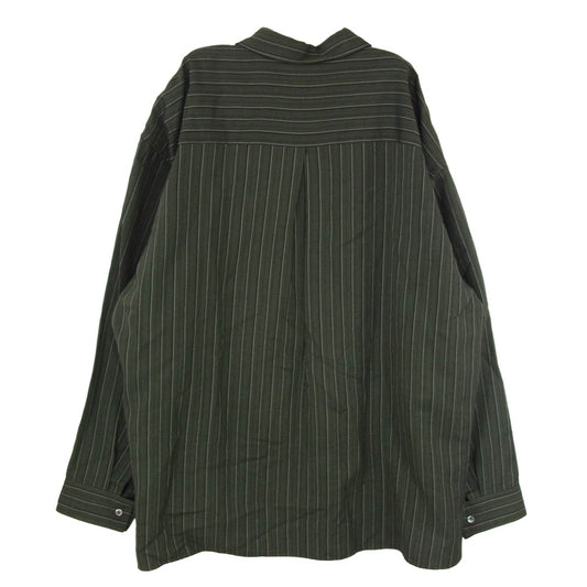 ポリプロイド B-5-001-064 SHIRT JACKET B 長袖 ロングスリーブ ストライプ シャツ ジャケット カーキ系 3【美品】【中古】