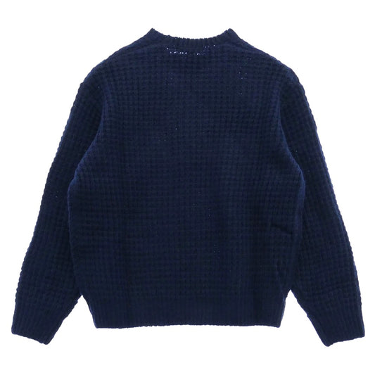 Supreme シュプリーム 25AW Small Box Waffle Sweater スモールボックスロゴ クルーネック ワッフル ニット ネイビー系 M【極上美品】【中古】