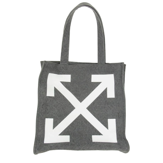OFF-WHITE オフホワイト OMNA165S22FAB0010601 QUOTE SHOPPER 40 デニムキャンバス生地 アロープリント トートバッグ グレー系 O/S【美品】【中古】