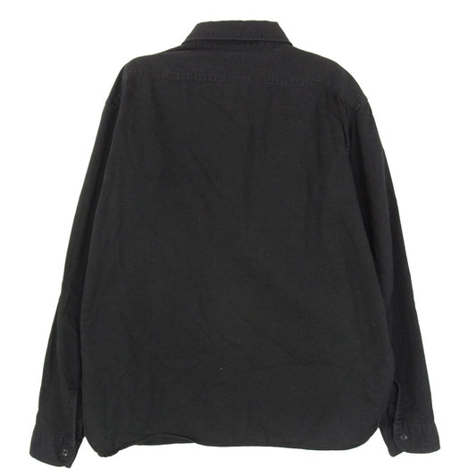 TENDERLOIN テンダーロイン ワッペン ワンポイント 長袖 ロングスリーブ コットン ワークシャツ ブラック系 L【中古】
