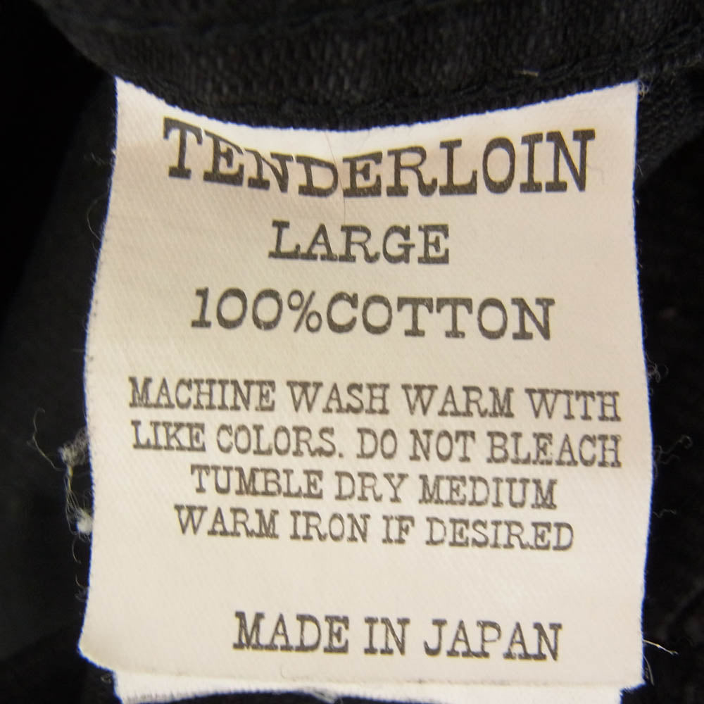 TENDERLOIN テンダーロイン ワッペン ワンポイント 長袖 ロングスリーブ コットン ワークシャツ ブラック系 L【中古】