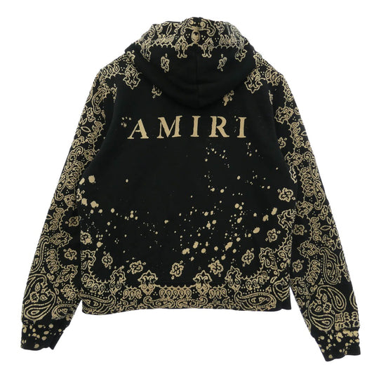 AMIRI アミリ AMI-17216U00CL Bandana Bleach Pullover Parka バンダナ ペイズリー ブリーチ プルオーバー スウェット パーカー フーディー ブラック系 M【中古】