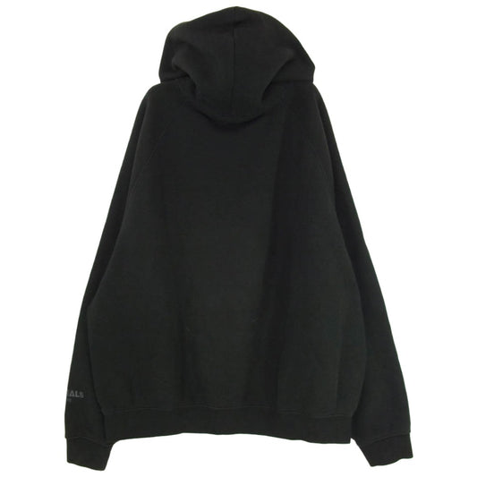 FEAR OF GOD フィアオブゴッド × ESSENTIALS エッセンシャルズ ラバーロゴ プルオーバー パーカー フーディー ブラック系 L【中古】