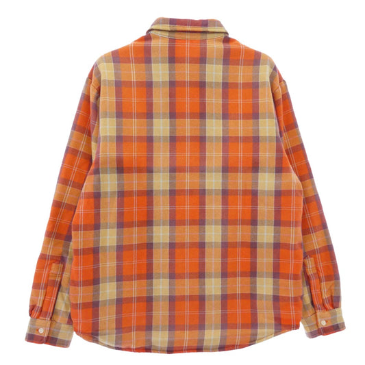 Supreme シュプリーム 24SS Quilted Flannel Snap Shirt 裏地 キルティング フランネル スナップボタン 長袖 シャツ オレンジ系 M【中古】