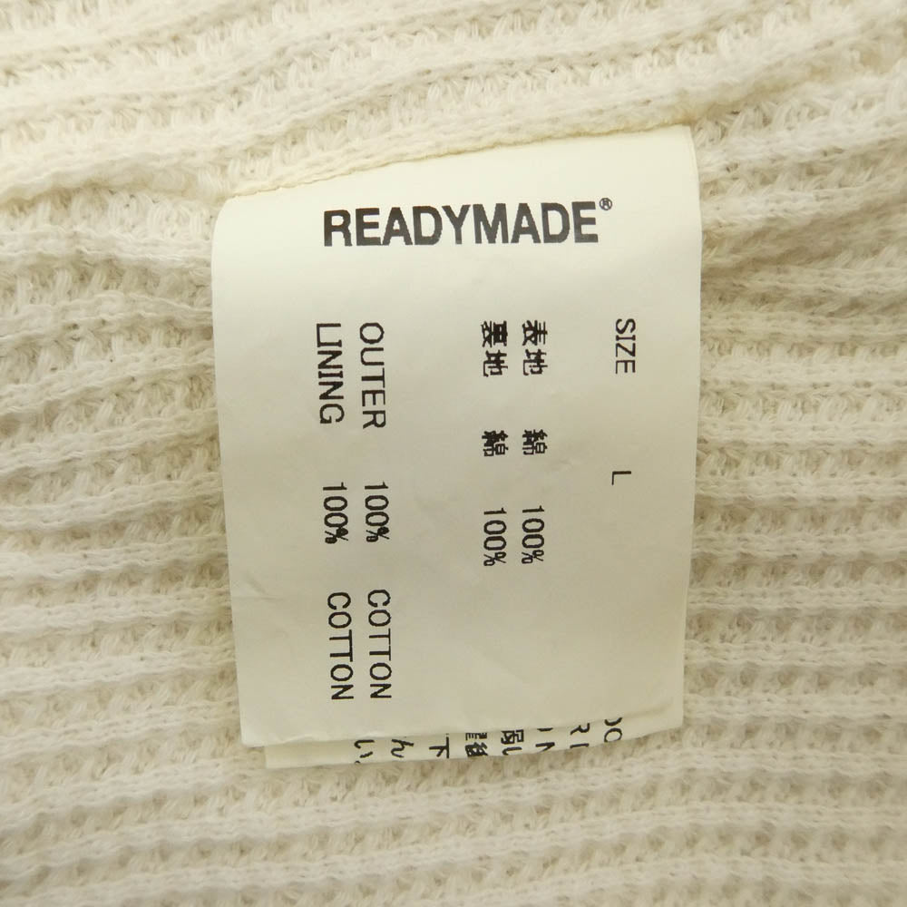 READY MADE レディメイド RE-CO-GY-00-00-284 DOUBLE FACE HOODIE ダブルフェイス 裏地サーマル ダメージ加工 フーディー パーカー グレー系 L【中古】