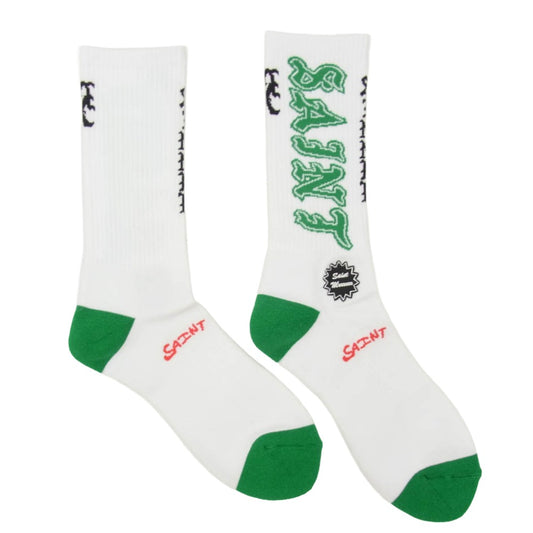 SAINT MICHAEL セントマイケル 26SS SM-MK8-0000-108 SAINT SOCKS GREEN セントソックス 靴下 グリーン ホワイト系 M【新古品】【未使用】【中古】