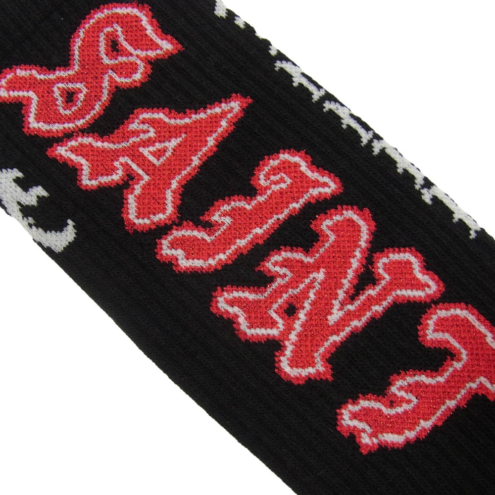 SAINT MICHAEL セントマイケル 26SS SM-MK8-0000-110 SAINT SOCKS BLACK RED セントソックス 靴下 ブラック&レッド ブラック系 M【新古品】【未使用】【中古】