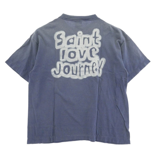 SAINT MICHAEL セントマイケル 26SS SM-MK8-0000-020 SAINT SERVICE_SS T-SHIRT ヴィンテージ加工 半袖 Tシャツ ブルー系 L【極上美品】【中古】