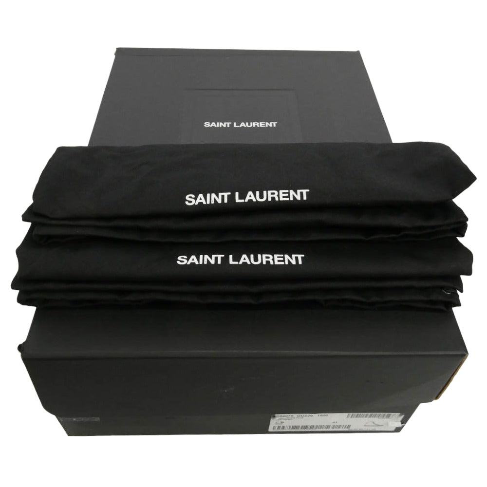 SAINT LAURENT サンローラン 606075 GUZ20 MALIBU MID マリブ ミッド ダメージ加工 キャンバス スニーカー ブラック系 ホワイト系 41【極上美品】【中古】