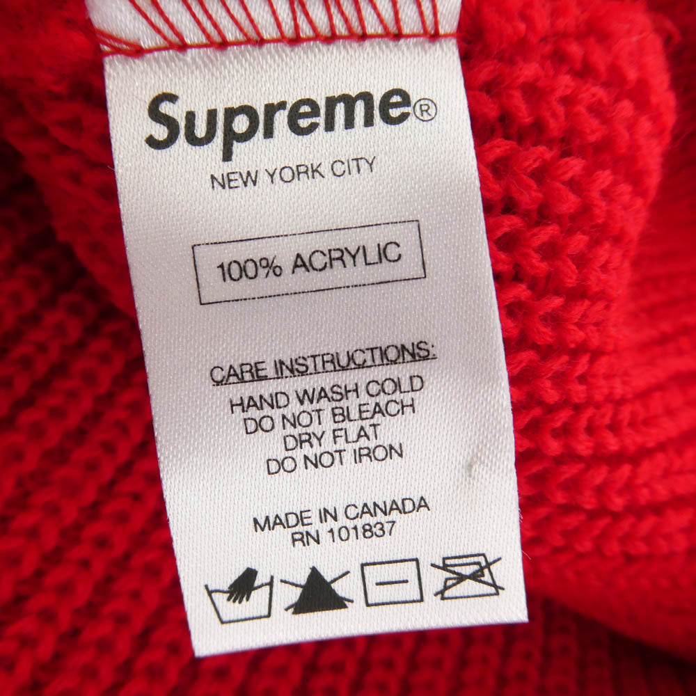 Supreme シュプリーム ワングラム期 Loose Gauge Beanie ロゴ刺繍 ルーズゲージ ビーニー ニットキャップ 帽子 レッド系【美品】【中古】