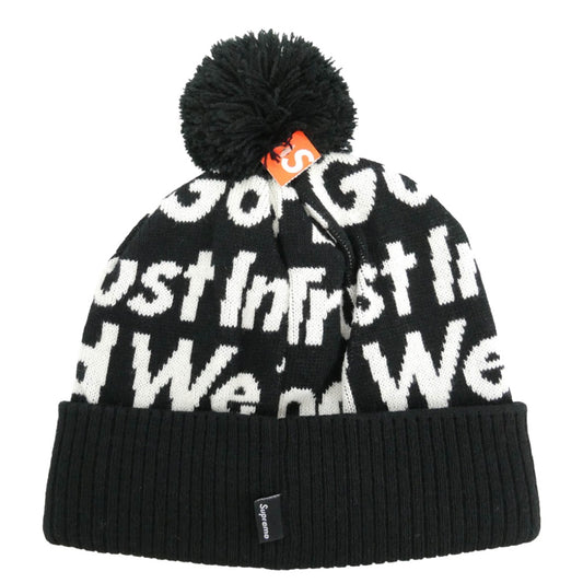 Supreme シュプリーム 07AW In God We Trust Beanie イン・ゴッド・ウィ・トラスト 総柄 ボンボン付 ニットキャップ ビーニー 帽子 ブラック系【極上美品】【中古】