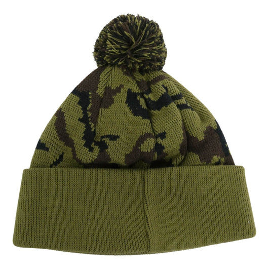 Supreme シュプリーム 12AW Camo Beanie カモ柄 ポンポン付 ビーニー カモフラ ウッドランドカモ ニット キャップ 帽子 カーキ系【美品】【中古】