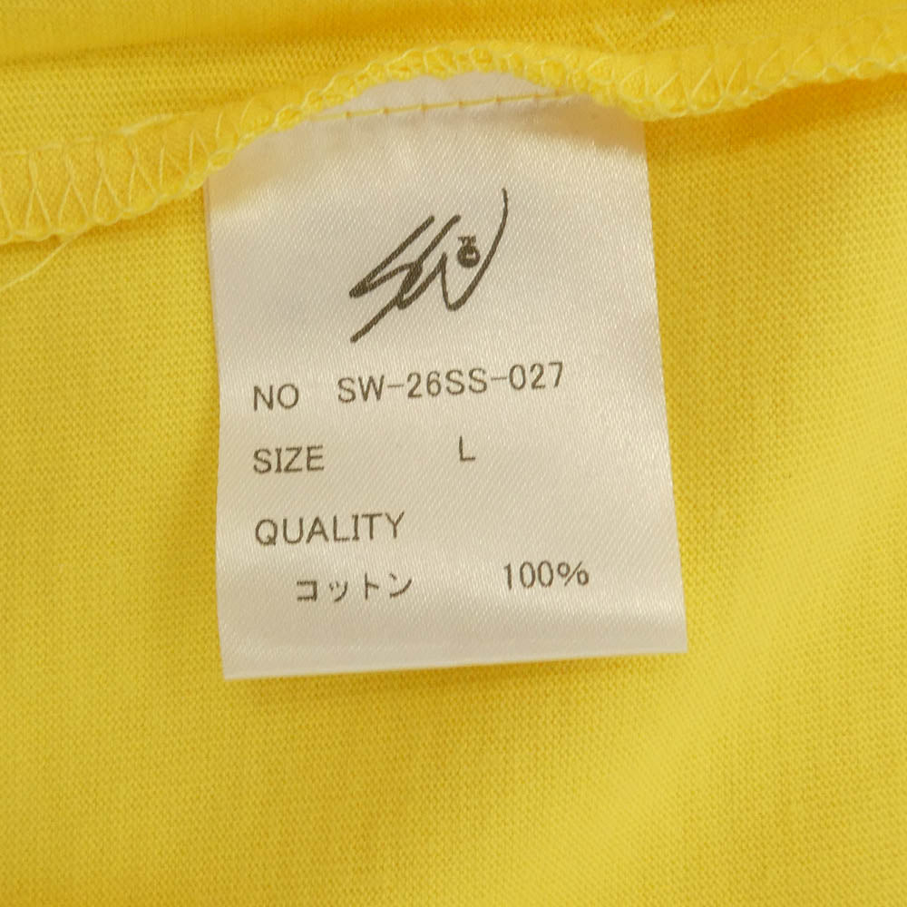 エスダブリュージェーピー 26SS SW-26SS-27 LA TO TOKYO T-SHIRT ロゴプリント クルーネック 半袖 Tシャツ イエロー イエロー系 L【新古品】【未使用】【中古】