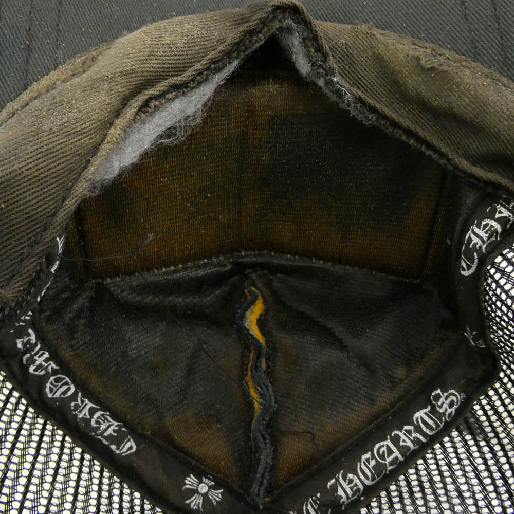 CHROME HEARTS クロムハーツ(原本無) TRUCKER CAP トラッカー キャップ CHパッチ クロスボール付 帽子 ブラック系 シルバー系【中古】
