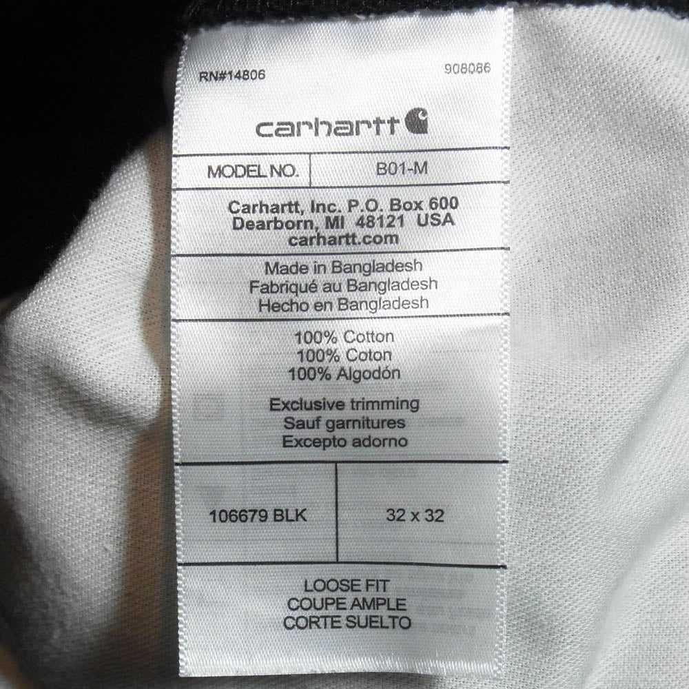 Carhartt カーハート B01 DOUBLE FRONT WORK DUNGAREE ダブルニー ダック ペインター パンツ ブラック系 32【中古】