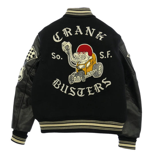 WHITESVILLE ホワイツビル WV11375 CRANK BUSTERS フルデコ 袖レザー ウール スタジャン ジャケット ブラック系 40【中古】