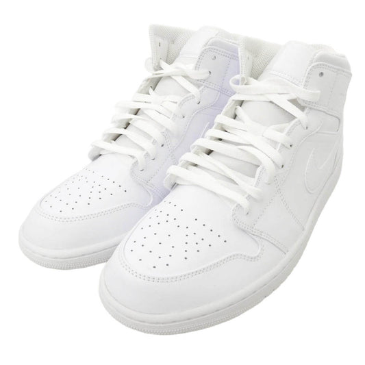 NIKE ナイキ 554724-136 Air Jordan 1 Mid Triple White AJ1 エアジョーダン ミッド トリプルホワイト スニーカー ホワイト系 29.5cm【極上美品】【中古】