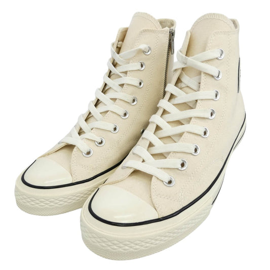 HYSTERIC GLAMOUR ヒステリックグラマー 21AW 0221QS01400 ラバーロゴ サイドジップ ハイカット スニーカー オフホワイト系 27cm【中古】