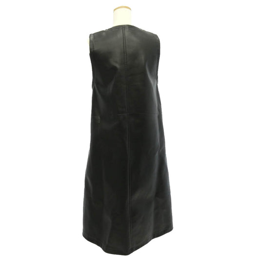 BLACK COMME des GARCONS ブラックコムデギャルソン 1P-A002 AD2025 フェイクレザー バックル ドレス ノースリーブ ワンピース ブラック系 S【中古】