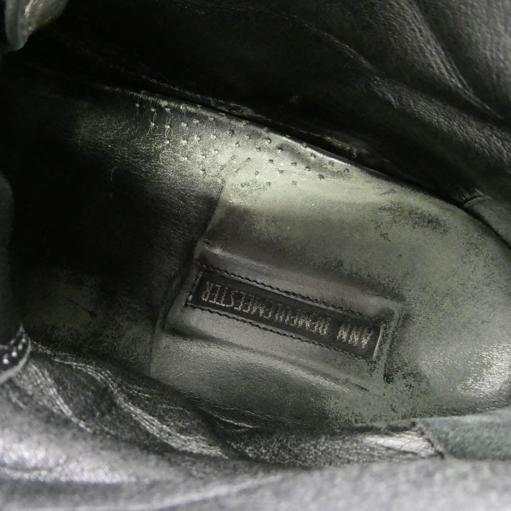 ANN DEMEULEMEESTER アンドゥムルメステール メタリックコーティング レザー ハイカット スニーカー レースアップ シューズ シルバー系【中古】