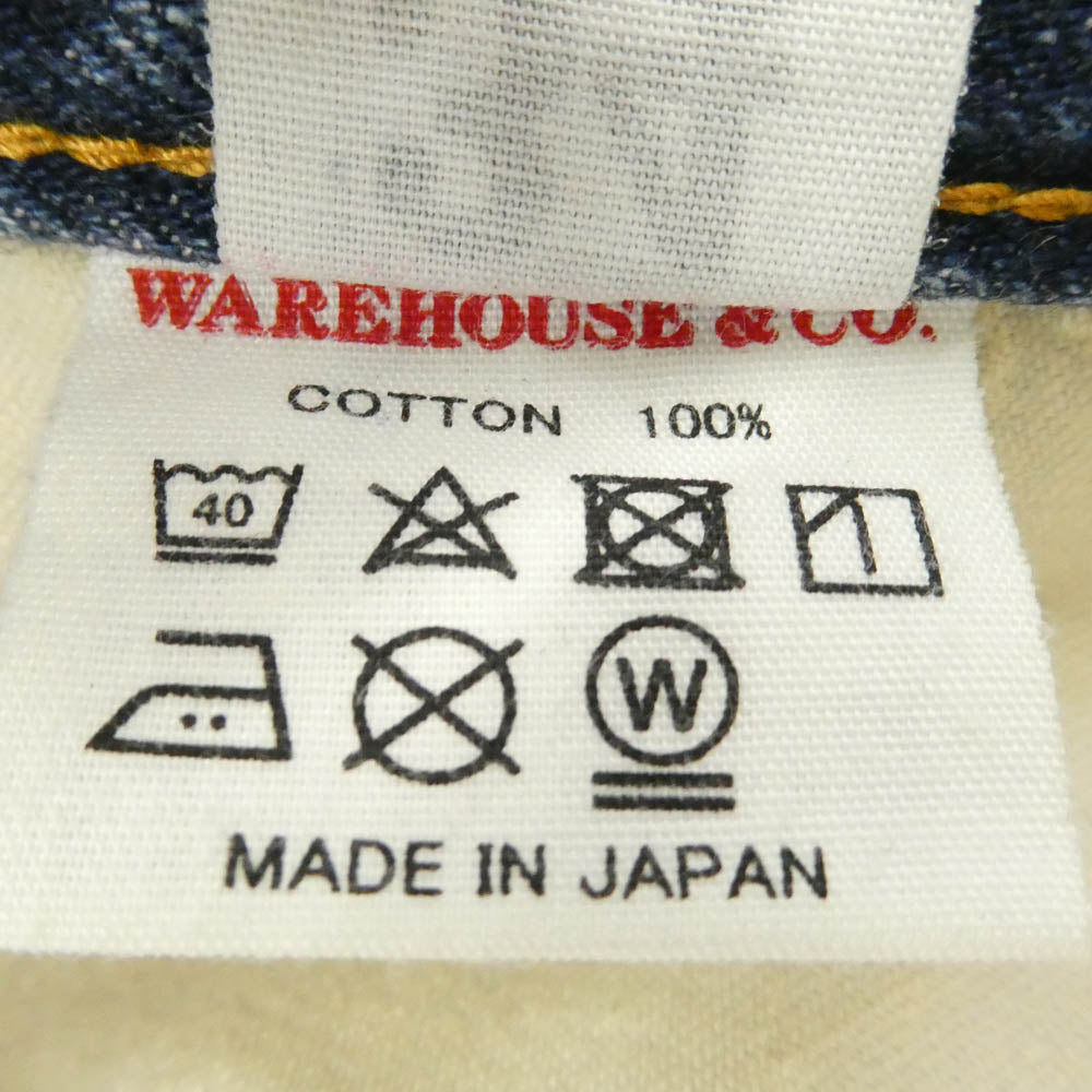 WAREHOUSE ウエアハウス 1101 LOT1101 セコハン 2nd hand ボタンフライ デニム パンツ インディゴブルー系 34【中古】