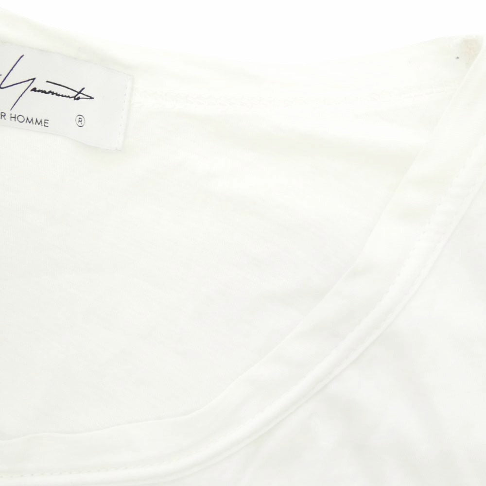 Yohji Yamamoto POUR HOMME ヨウジヤマモトプールオム 23SS HZ-T70-999 DIORAMA天竺 ディオラマ天竺 クルーネック アシンメトリー カットソー 半袖 Tシャツ ホワイト系 3【中古】