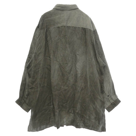 Yohji Yamamoto POUR HOMME ヨウジヤマモトプールオム 23SS HZ-B62-216 アシンメトリー スペアカラー ブラウス ロング 長袖 シャツ グレー系 3【中古】