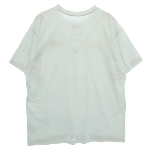 THE NORTH FACE ノースフェイス 5200187090 × KAWS TEE カウズ ロゴ エンブロイダリー クルーネック 半袖 Tシャツ カットソー ライトグリーン系 XL【中古】