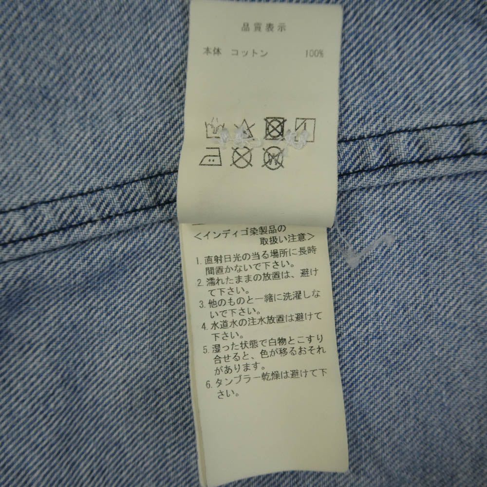 DESCENDANT ディセンダント カシャロ 刺? ワンポイント ロゴ ボタンダウン デニム 長袖 シャツ ジャケット 4 インディゴブルー系 4【中古】
