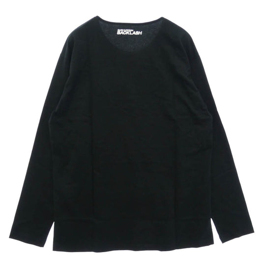 ISAMUKATAYAMA BACKLASH イサムカタヤマバックラッシュ A104-01 バックロゴ プリント コットン Tシャツ 長袖 カットソー ブラック系 XL【新古品】【未使用】【中古】