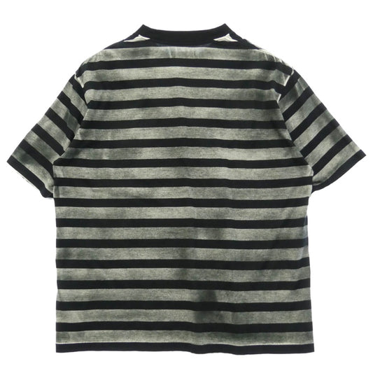 MINEDENIM マインデニム 25SS 2503-4001-98-L2 Seepage Border Crewneck 掠れ ボーダー 半袖 Tシャツ ブラック系 グレー系 L【中古】