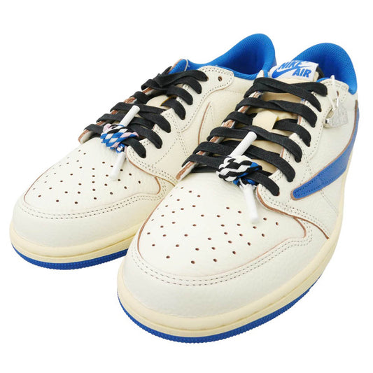 NIKE ナイキ FRAGMENT DESIGN フラグメントデザイン 25AW DM7866-104 × Travis Scott × fragment design Air Jordan 1 Low OG Sail Military Blue AJ1 【フェイクバスターズ鑑定済】トラヴィススコット フラグメントデザイン エアジョーダン セイル ミリタリーブルー スニーカー ホワイト系 ブルー系 28.5cm【新古品】【未使用】【中古】