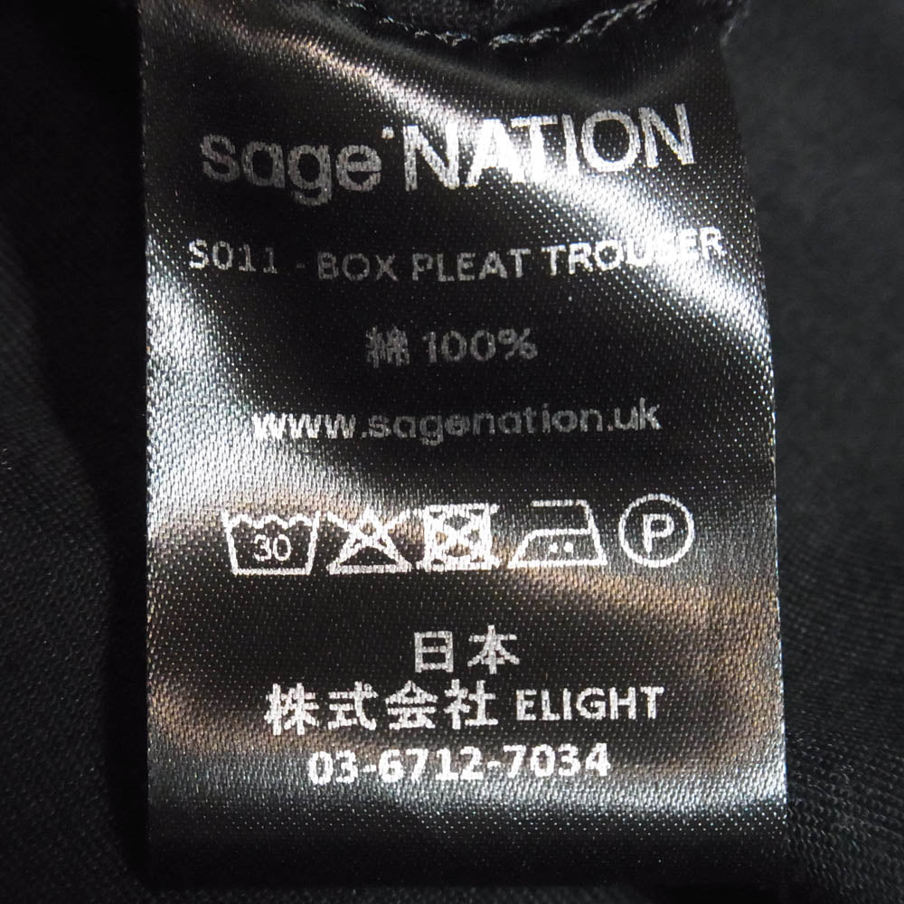 セイジネーション BOX PLEAT TROUSER ボックス プリーツ ワイド トラウザーズ パンツ ブラック ブラック系 XL【中古】