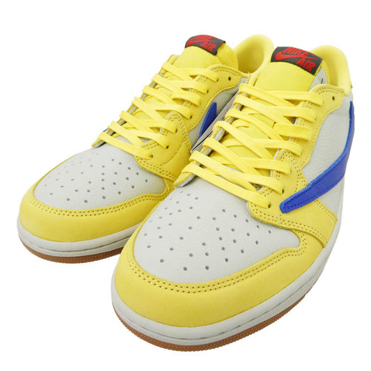 NIKE ナイキ DZ4137-700 【フェイクバスターズ鑑定済】× Travis Scott Women's Air Jordan 1 Retro Low OG Canary トラヴィススコット エアジョーダン1 カナリー ローカット スニーカー イエロー系 28.5cm【極上美品】【中古】