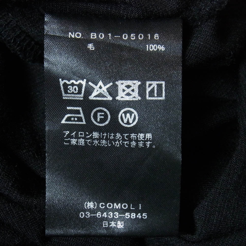 COMOLI コモリ 25SS B01-05016 サマーウール 半袖 Tシャツ ブラック系 3【中古】