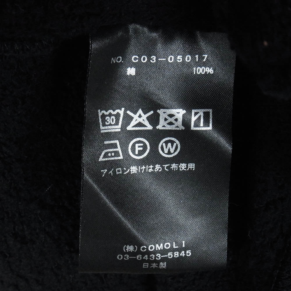 COMOLI コモリ 25AW C03-05017 コットン 裏毛 プルオーバー フーディー パーカー ブラック系 3【中古】