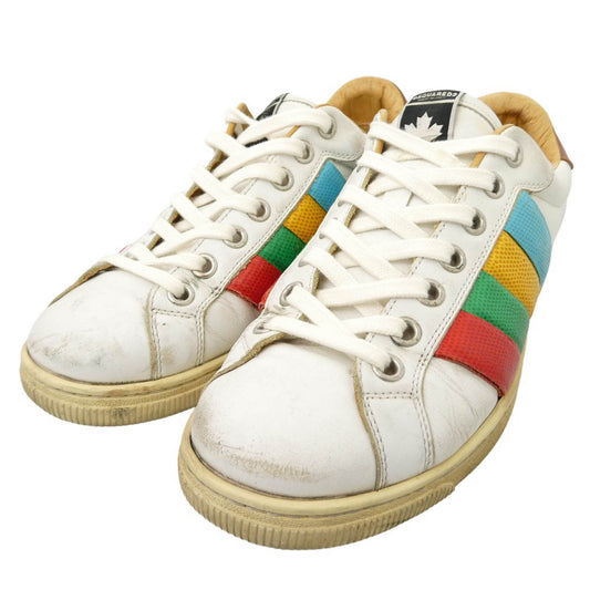 DSQUARED2 ディースクエアード サンタモニカ サイドライン ローカット スニーカー ホワイト系 マルチカラー系 40【中古】